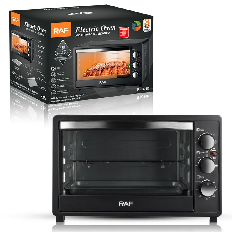 RAF R5326 40L Large Capacity 1500W Multifunction Smart Electric Oven for Home Baking Kitchen Appliance, EU Plug - Black