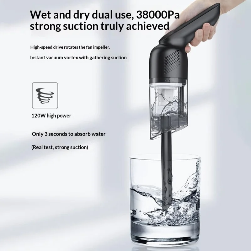 Aspirateur stérilisateur UV portable Puissante aspiration Humide / Sèche pour Voiture / Maison Élimination des acariens - Noir