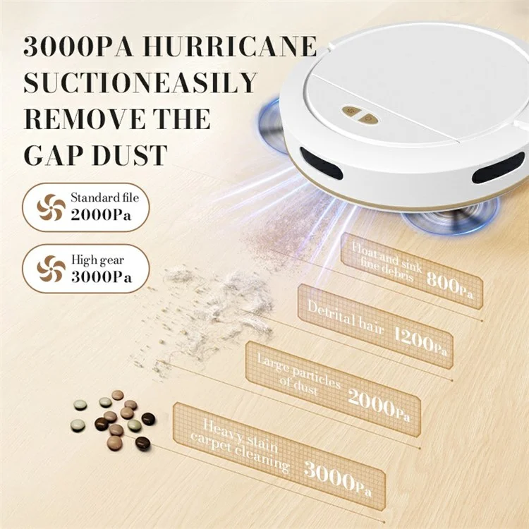 Aspirateur robot OB16SE 3000Pa avec cartographie intelligente pour poils d'animaux de compagnie, tapis - Blanc