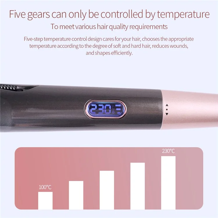 2-in-1 Hair Curler Straighter with Adjustable Temperature Ceramic Spiral Panel Hairstyling Tool - EU Plug