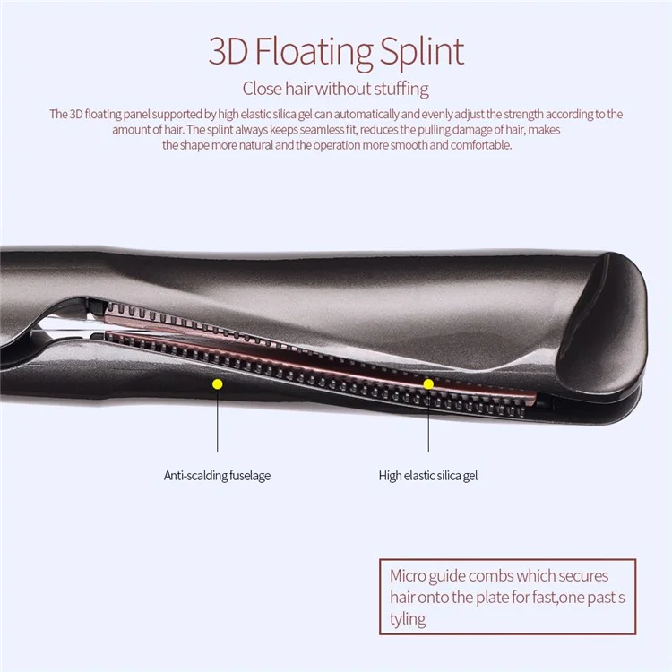 2-in-1 Hair Curler Straighter with Adjustable Temperature Ceramic Spiral Panel Hairstyling Tool - EU Plug