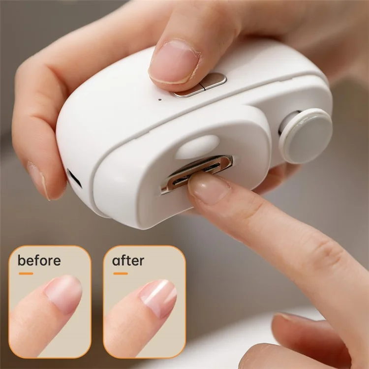 Automatic Nail Clipper 2 In-1 Electric Nail Polisher Baby Nail Clipper - White