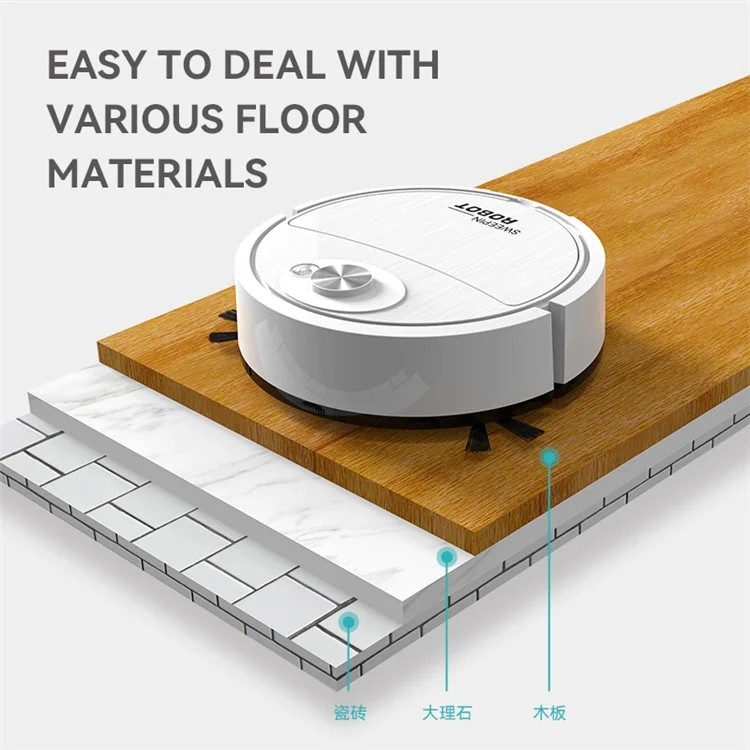 8088 Función 3-en-1 Robot Inteligente Robot Recargable Aspiradora de Piso Inalámbrico - Rosa