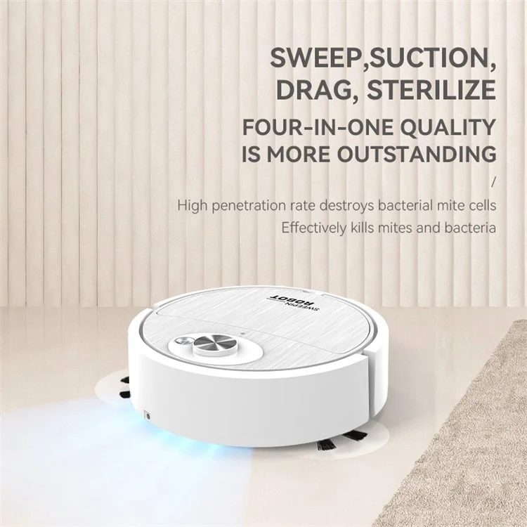 8088 Función 3-en-1 Robot Inteligente Robot Recargable Aspiradora de Piso Inalámbrico - Rosa