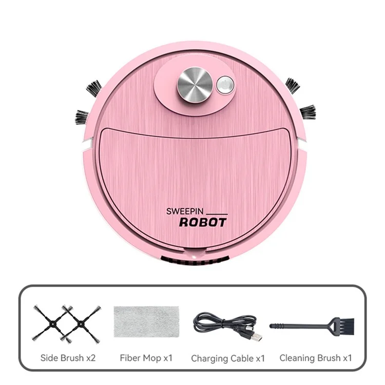 8088 Función 3-en-1 Robot Inteligente Robot Recargable Aspiradora de Piso Inalámbrico - Rosa