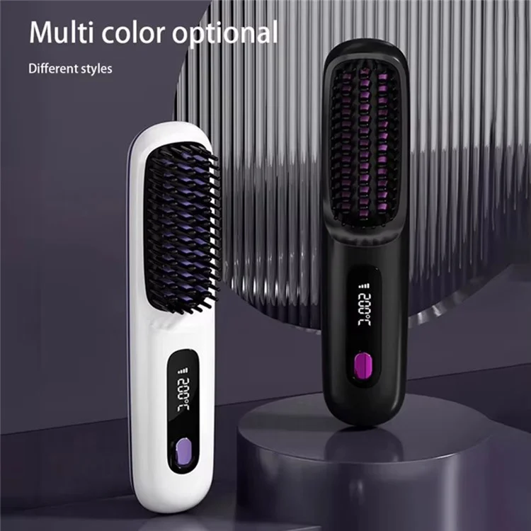 S7 Wireless LCD Hair Lissener 3 Niveaux Contrôle de Température Peigne de Cheveux Droits - Noir