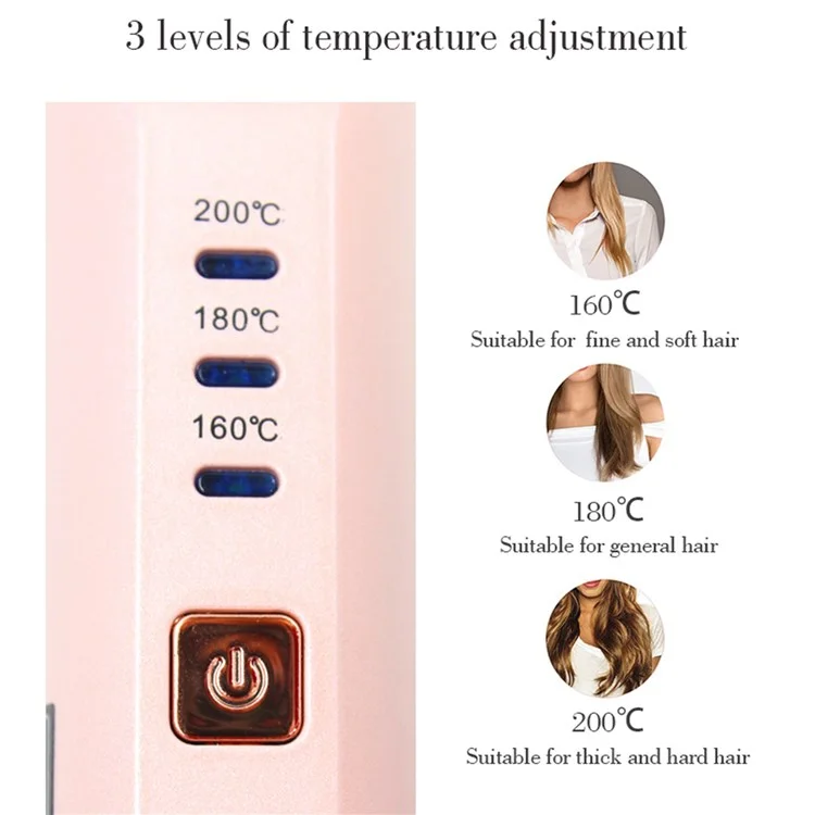 CNAIER AE506 Version Anglaise 2 en 1 Curling And Sdrening Mini Mini-use Multifonction Hair Saiderener Curler - Rose