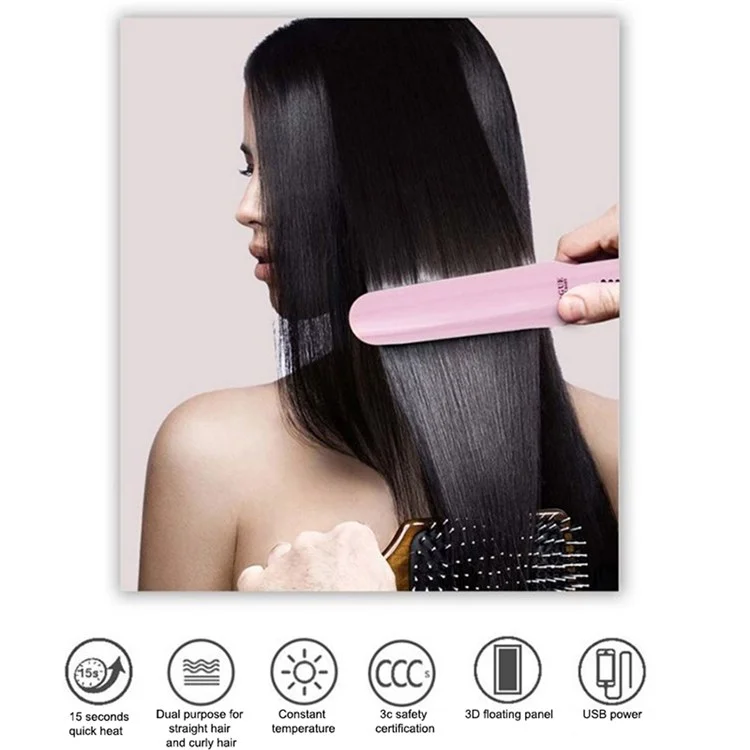 2 en 1 Cabello Endama de Aleación de Aluminio Plano 3 Niveles de Temperatura Rizador Para el Cabello Para el Cabello - Rosado