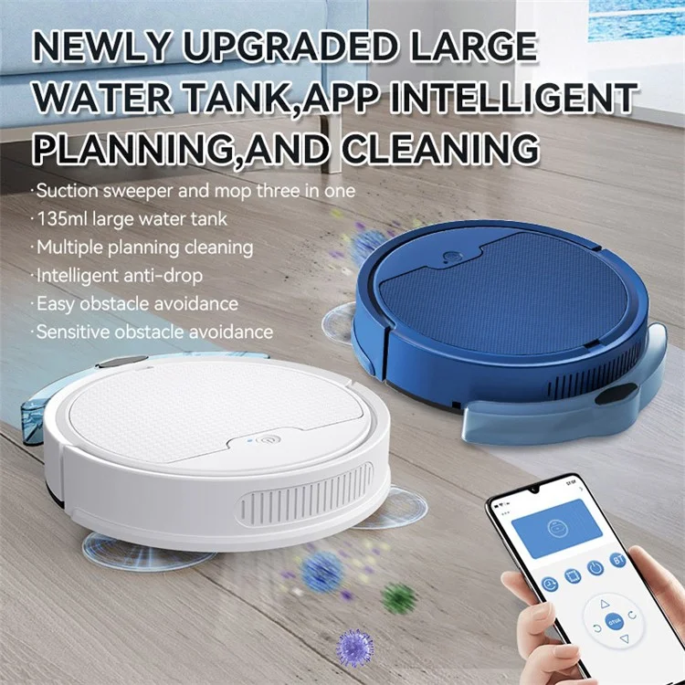 OB8S-MAS Smart Anti-drop Checking Robot Vacuum Cleaner Rechargeable Auto-cleaner Sweeper с Резервуаром Для Воды - Черный