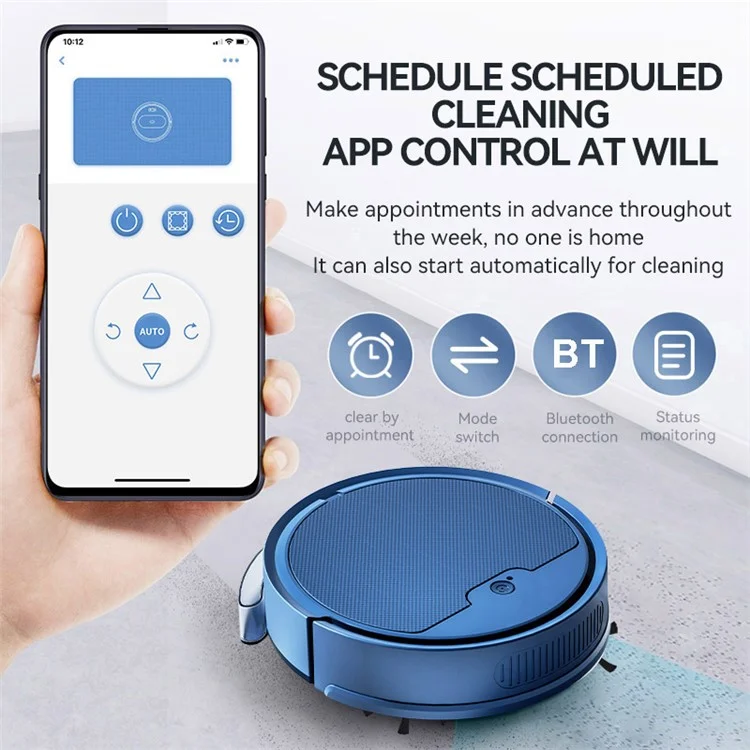 OB8S-MAS Smart Anti-drop Sweeping Robot Vacuum Cleaner Rechargeable Auto-cleaner Sweeper with Water Tank - Black