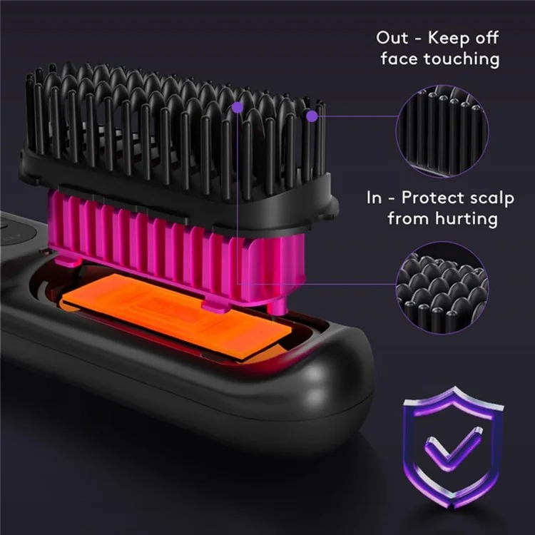 ZF01-A Escova Alisadora Térmica 3D para Cabelos Lisos / Cacheados com Íons Negativos - Preto