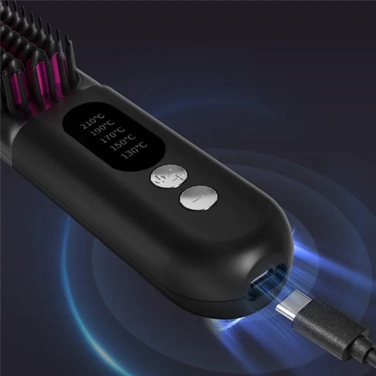 ZF01-A Escova Alisadora Térmica 3D para Cabelos Lisos / Cacheados com Íons Negativos - Preto