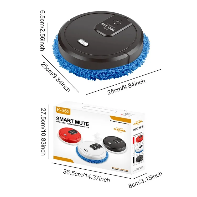 Aspirateur Robot K-555 2 en 1 Smart Sweep and Mop avec Aspiration Puissante pour Poils d'Animaux de Compagnie et Sols Durs - Noir