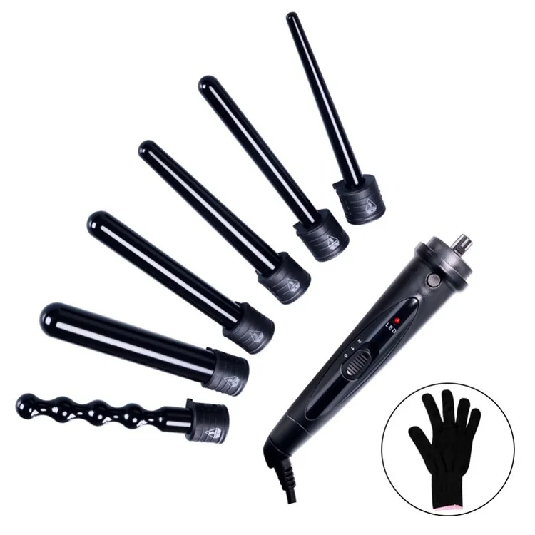 Set di Arricciacapelli 6 in 1 con Ceramica, Controllo Temperatura Multiplo, Riscaldamento PTC e Display LED - Spina EU