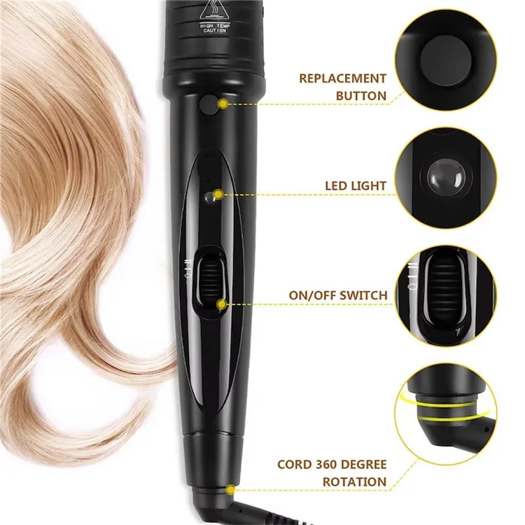 Curling Iron with 5 Interchangeable Heads Ceramic Curler Fast Heating Hair Styling Tool, EU Plug