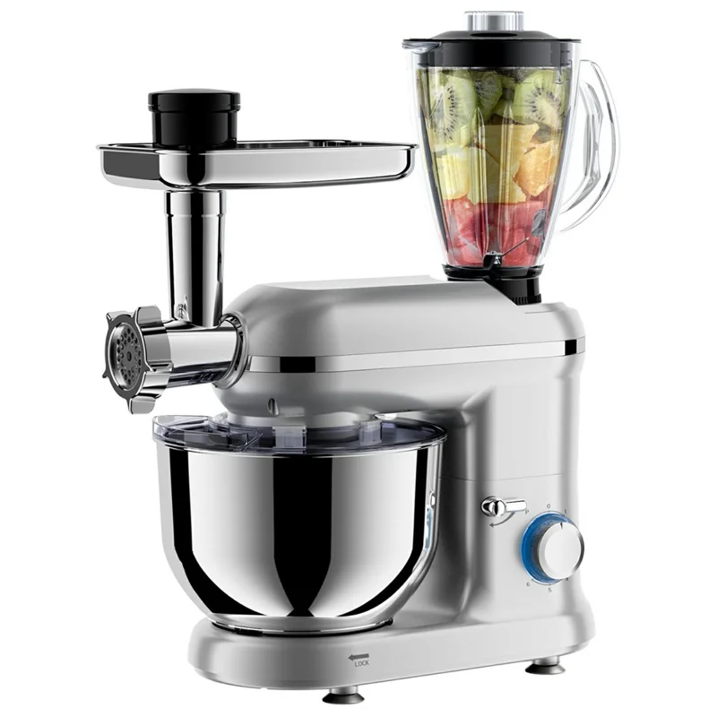 5,5L Multifunktionale Küchenständermixer 5 in 1 Teigkneter Küchenmaschine zum Backen und Kochen (BPA-frei, Ohne FDA) - EU-Stecker