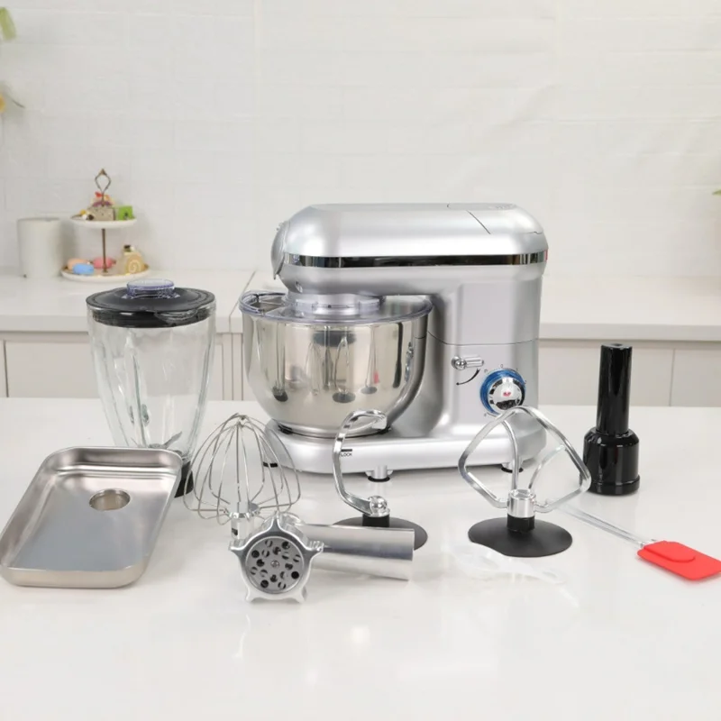 5,5L Multifunktionale Küchenständermixer 5 in 1 Teigkneter Küchenmaschine zum Backen und Kochen (BPA-frei, Ohne FDA) - EU-Stecker