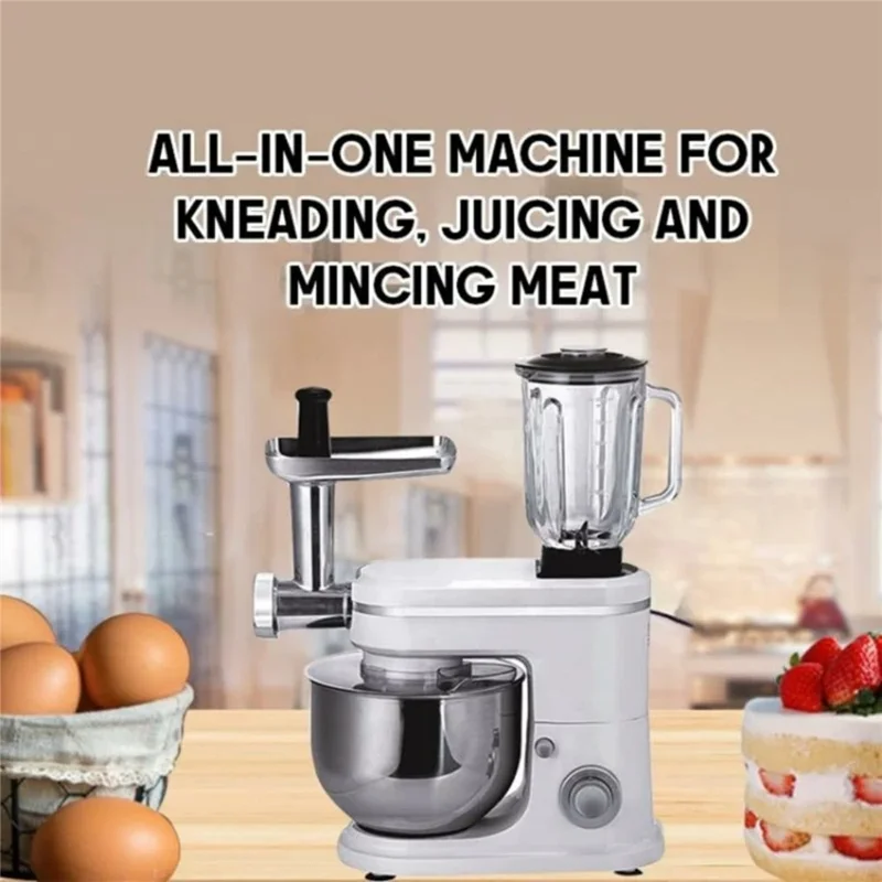 8L Electric Kitchen Stand Mixer 3 in 1 Dough Kneader Meat Grinder Juicer (BPA Free, No FDA) - EU Plug