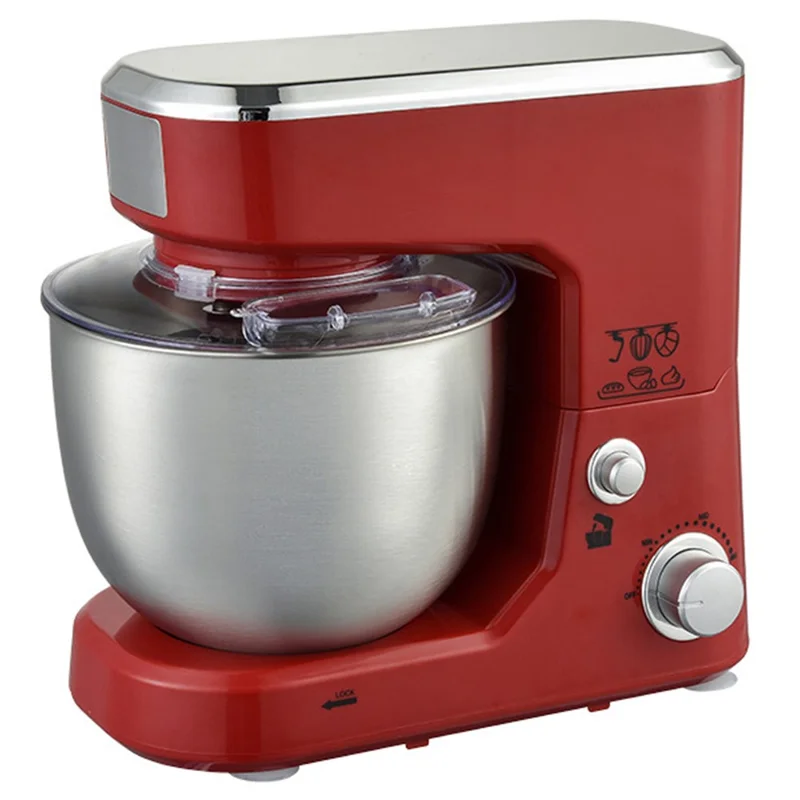 SC-236 5L 1000W Multipurpose Kitchen Stand Mixer for Kneading Dough Whisking Eggs (BPA Free, No FDA) - EU Plug / Red