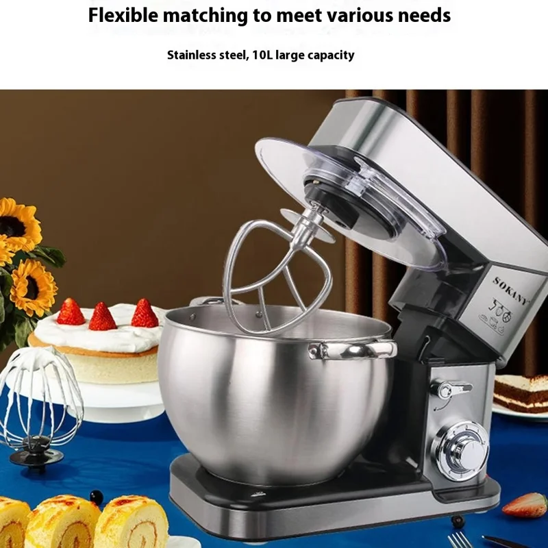 SOKANY SK-623 10L Stand Mixer Stainless Steel Kitchen 2000W Powerful Dough Kneader (BPA Free, No FDA) - EU Plug