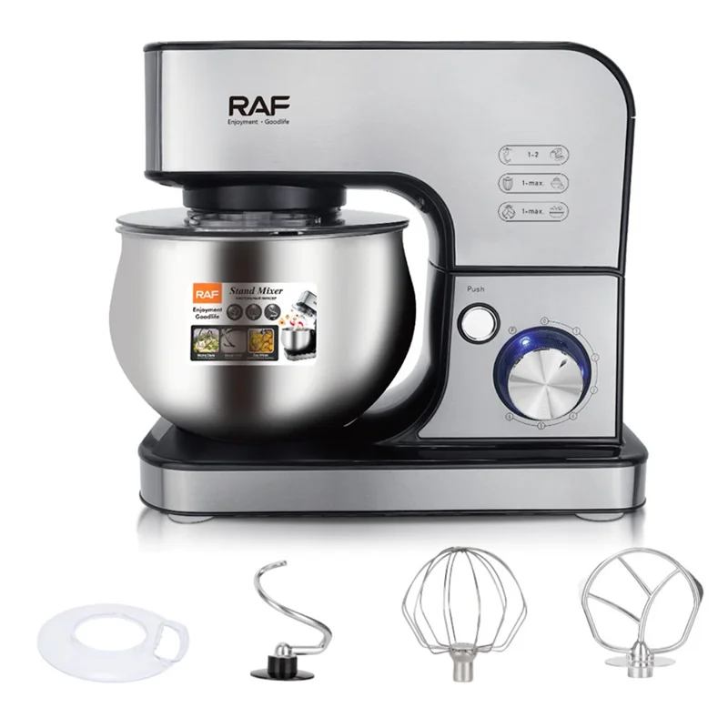 RAF R6605 Pétrisseur de pâte automatique sur socle de cuisine, Mixeur multifonction 1800W 5L (Sans BPA, Non FDA) - Prise EU