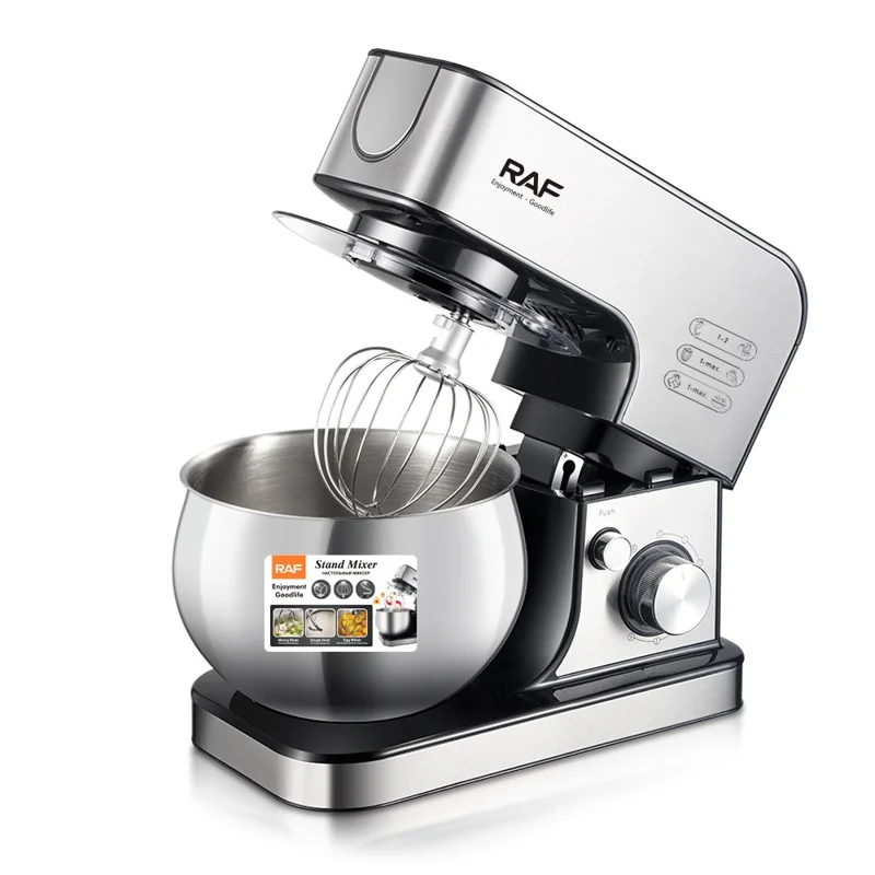 RAF R6605 Pétrisseur de pâte automatique sur socle de cuisine, Mixeur multifonction 1800W 5L (Sans BPA, Non FDA) - Prise EU
