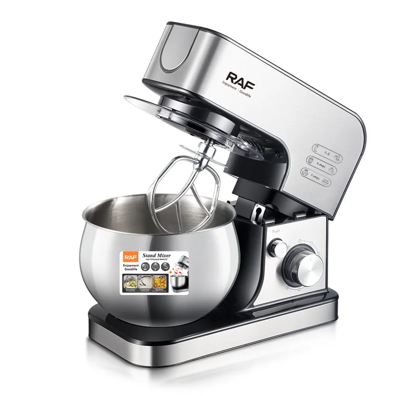 RAF R6605 Pétrisseur de pâte automatique sur socle de cuisine, Mixeur multifonction 1800W 5L (Sans BPA, Non FDA) - Prise EU