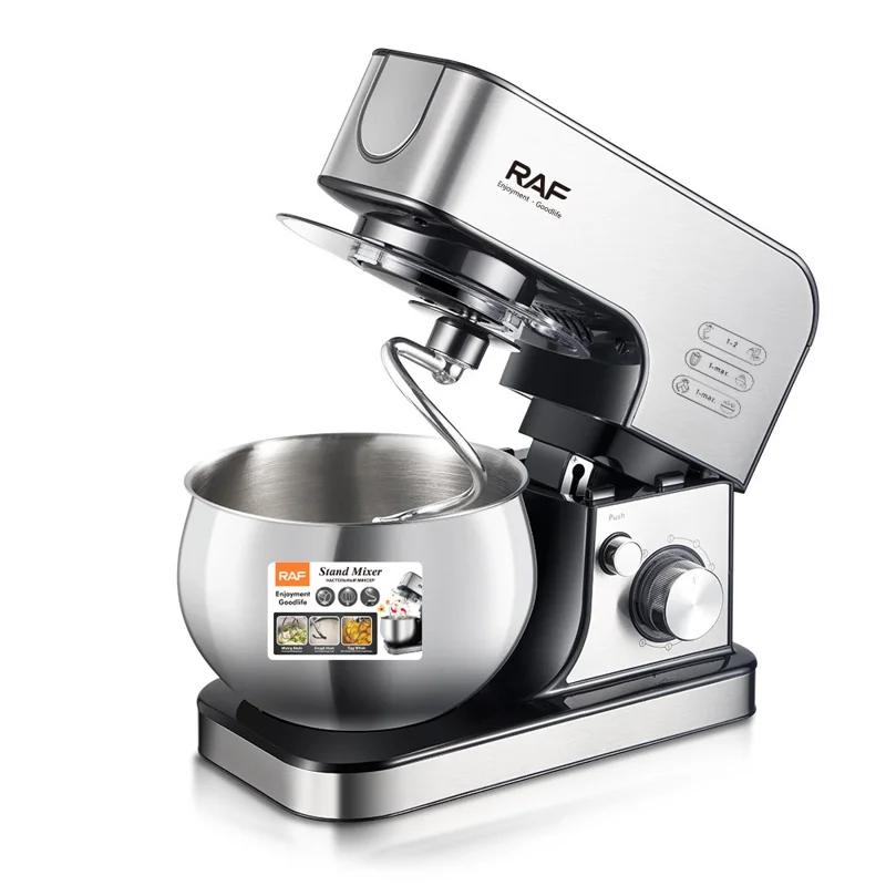 RAF R6605 Pétrisseur de pâte automatique sur socle de cuisine, Mixeur multifonction 1800W 5L (Sans BPA, Non FDA) - Prise EU