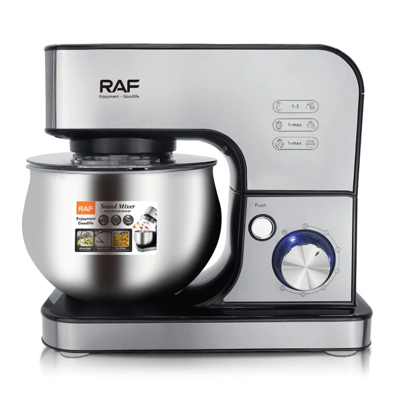 RAF R6605 Pétrisseur de pâte automatique sur socle de cuisine, Mixeur multifonction 1800W 5L (Sans BPA, Non FDA) - Prise EU