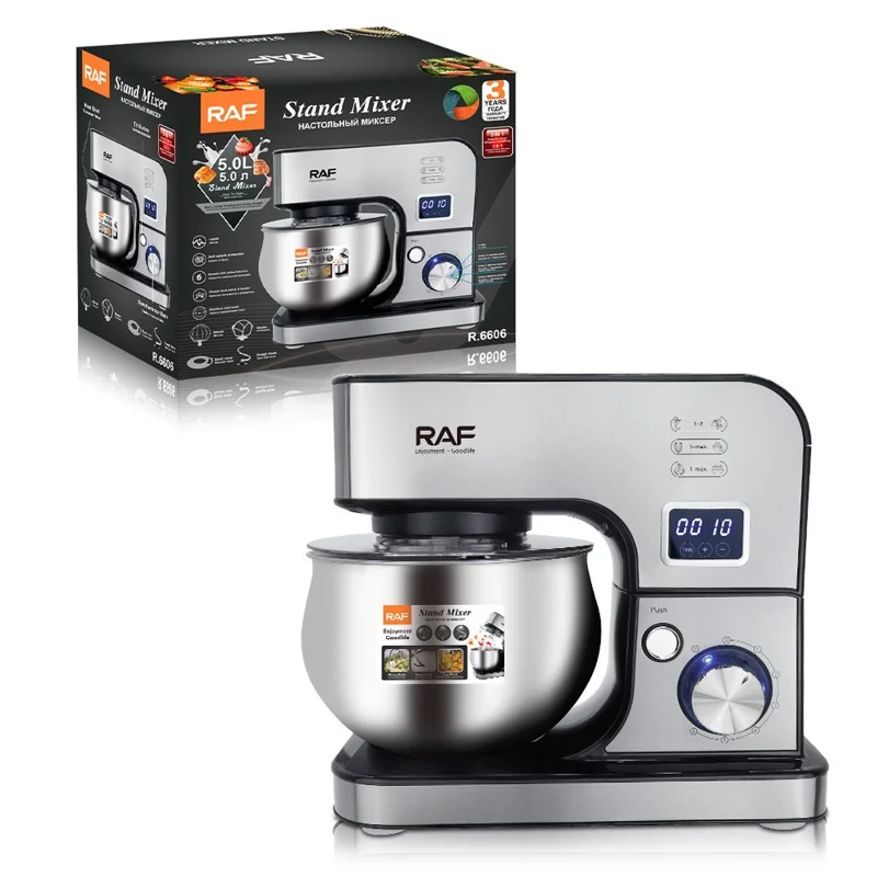 RAF R6606 Batedeira Multifuncional com Amassador de Pão Automático, Batedor de Ovos e Batedor de Creme (Livre de BPA, Sem FDA) - Plugue EU