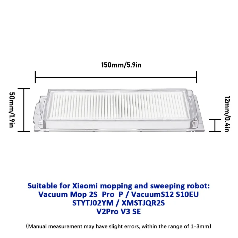 2 stk. filtre til Xiaomi Mi Robotstøvsuger S12 / S10 EU / Mop 2S / Mop Pro / Mop P / VIOMI V2 støvsugerdel