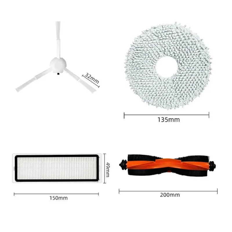 7-teiliges Ersatzteil-Set für Xiaomi Saugroboter S10+ / S20+ / X10+ / X20+ / X10 Staubsauger Hauptbürste Seitenbürste Filter Wischpad Set