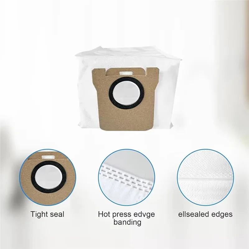 5 Bolsas de polvo de repuesto para aspiradora robot Dreame S10 / S10 Pro / X10 / Roborock P10 / P10 Pro
