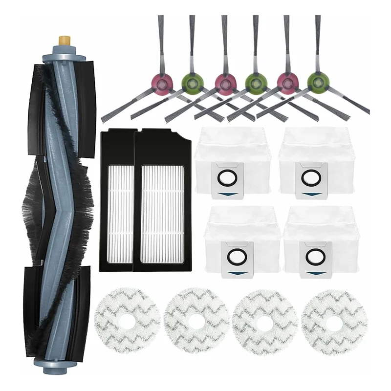 17-teiliges Set für Ecovacs DEEBOT X1 OMNI / X1 TURBO Hauptbürste, Seitenbürste, Filter, Staubbeutel, Wischtuch, Staubsauger-Zubehör