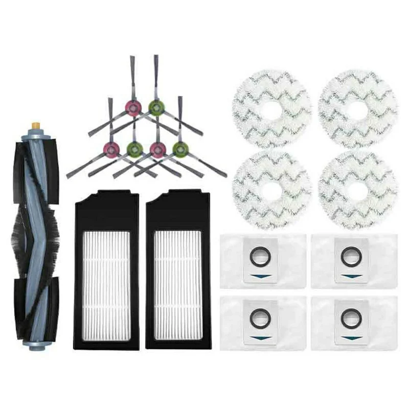 17-teiliges Set für Ecovacs DEEBOT X1 OMNI / X1 TURBO Hauptbürste, Seitenbürste, Filter, Staubbeutel, Wischtuch, Staubsauger-Zubehör