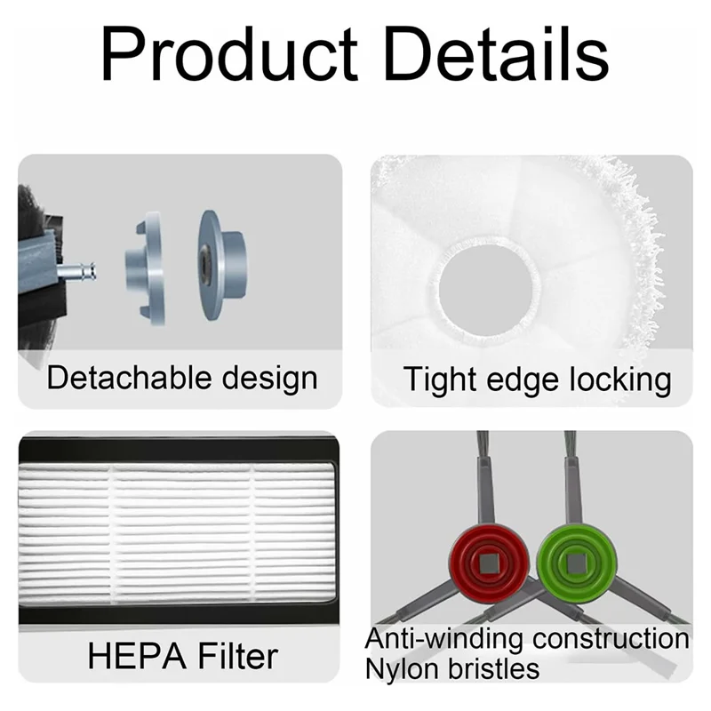 17-teiliges Set für Ecovacs DEEBOT X1 OMNI / X1 TURBO Hauptbürste, Seitenbürste, Filter, Staubbeutel, Wischtuch, Staubsauger-Zubehör