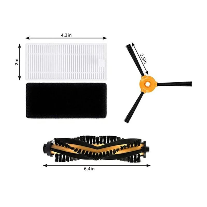 15Pcs Replacement Parts Kit for Ecovacs DEEBOT 600 / 605 / Yeedi K600 / K700 Robot Vacuum Main Brush Side Brushe Filter Set
