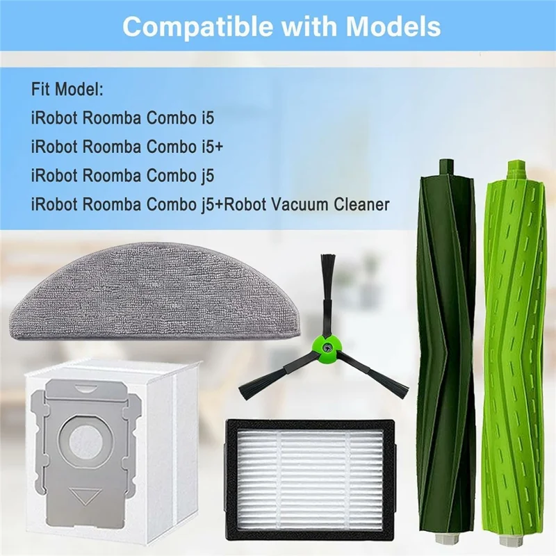 Набор из 20 запасных частей для iRobot Roomba Combo i5 / i5+ / j5 / j5+ Основная щетка + Боковая щетка + Фильтр + Пылевой мешок + Тряпка для мытья