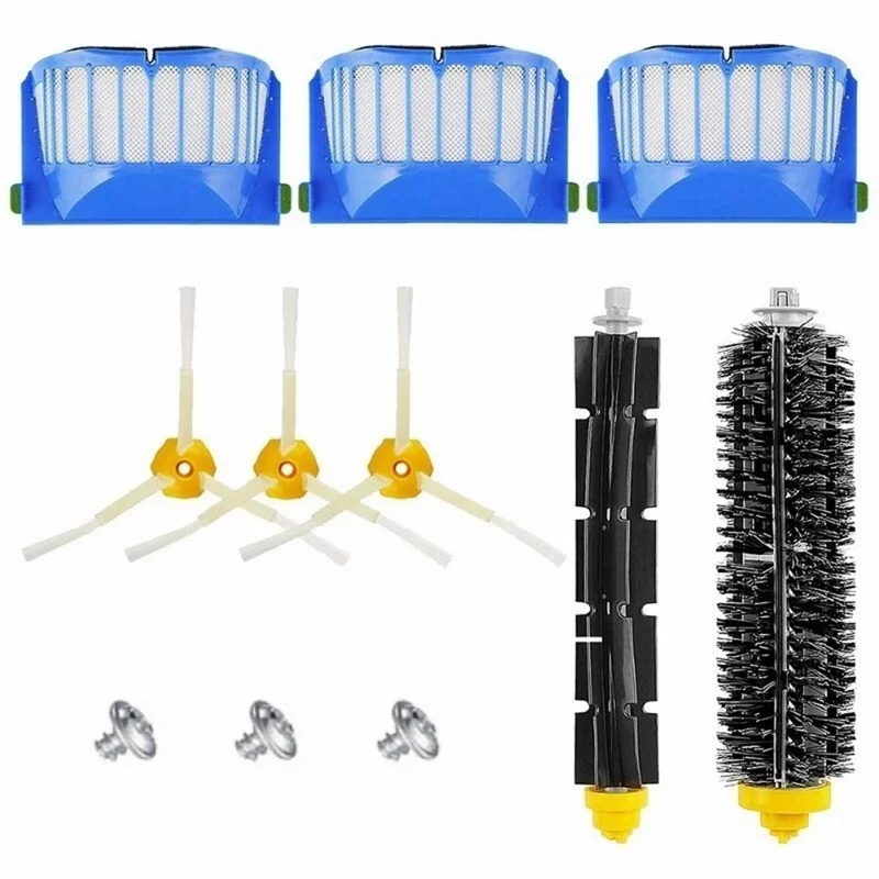 10Pcs Replacement Parts Kit for iRobot Roomba 610 / 620 / 630 / 650 / 660 Main Brush Side Brush Filter Set