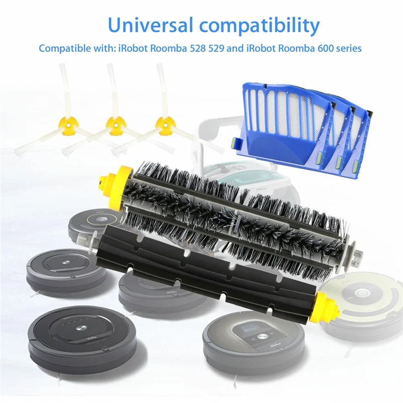 10Pcs Replacement Parts Kit for iRobot Roomba 610 / 620 / 630 / 650 / 660 Main Brush Side Brush Filter Set
