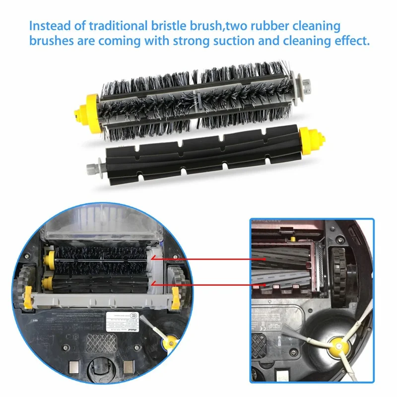 10Pcs Replacement Parts Kit for iRobot Roomba 610 / 620 / 630 / 650 / 660 Main Brush Side Brush Filter Set