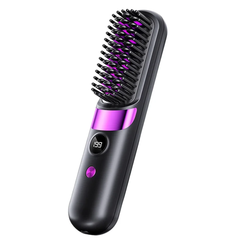Brosse lissante portable 2 en 1 Lissage et frisage sans fil - Noir