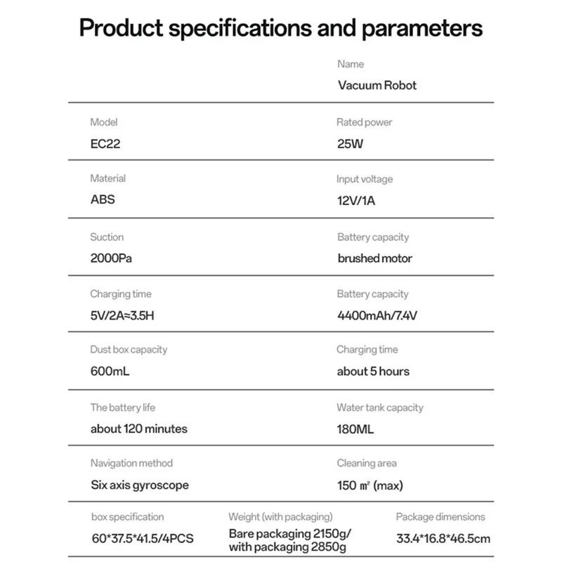 YESIDO EC22 2000Pa Suction Sweeping Robot Smart Navigation APP Control Floor Vacuum Cleaner