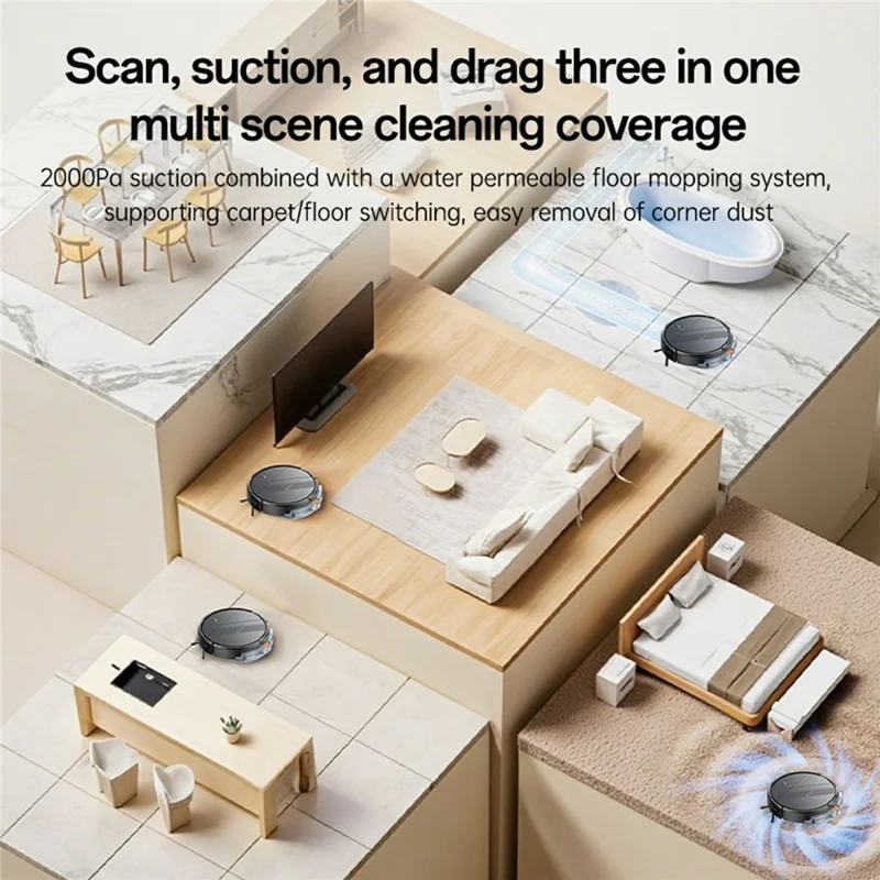 YESIDO EC22 2000Pa Suction Sweeping Robot Smart Navigation APP Control Floor Vacuum Cleaner