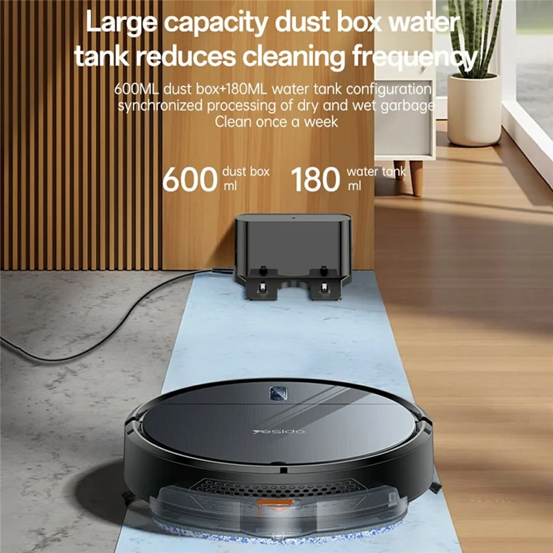 YESIDO EC22 2000Pa Suction Sweeping Robot Smart Navigation APP Control Floor Vacuum Cleaner
