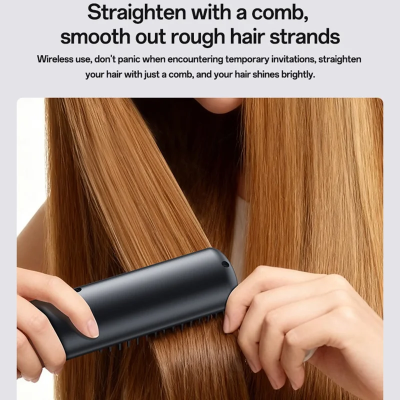 YESIDO MG23 Wireless Hair Straightener Brush  2 in 1 Straighten and Curl Styling Tool 3 Temp Settings Digital Display - Black