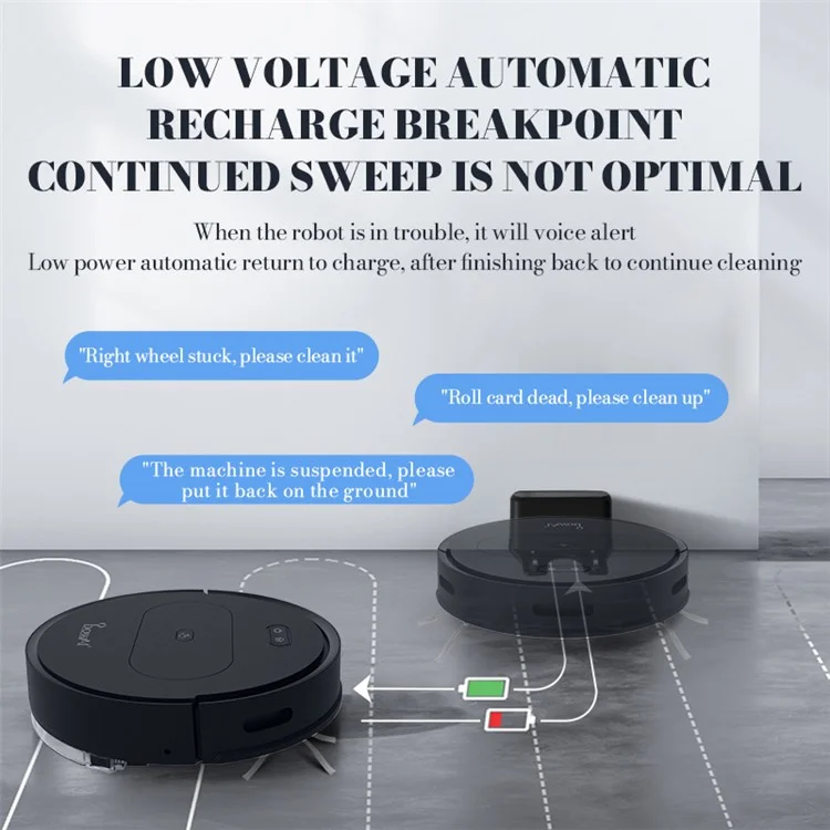 BOWAI OB11 Pro Vacuum Cleaners Intelligent Home Appliance Thin Sweeper Floor Clear Device - Black / US Plug