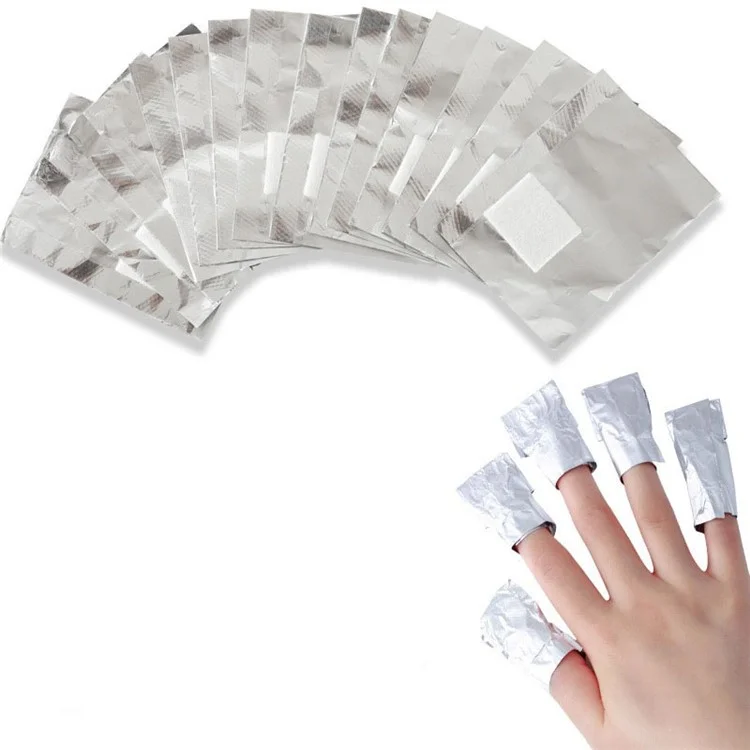 100 piezas / paquete Envoltorios de aluminio para uñas Quitaesmalte de algodón para mujeres y niñas Uso en casa y salón