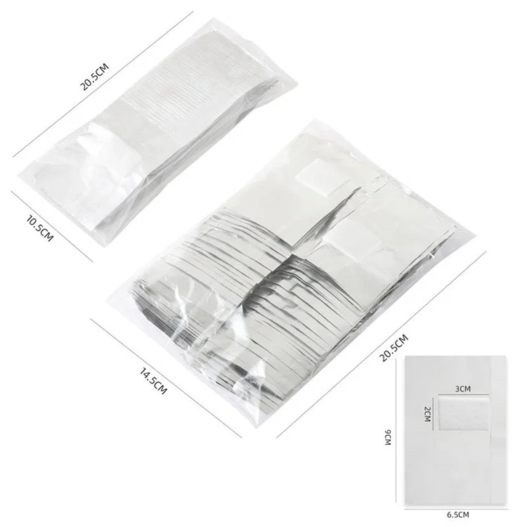 100 piezas / paquete Envoltorios de aluminio para uñas Quitaesmalte de algodón para mujeres y niñas Uso en casa y salón