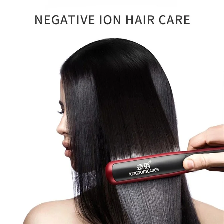 K.SKIN KD-388 Lisseur de Cheveux Peigne Styling 2-en-1 Brosse Chauffante et Boucleur avec 6 Températures - Rouge / Prise EU